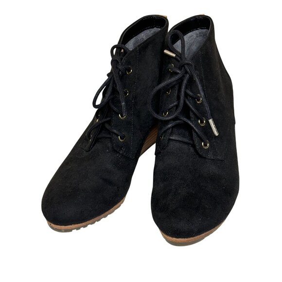 Dr Scholl’s Women’s 7M Black Suede Lace Up Wedge Booties Be Energized - Picture 3 of 9